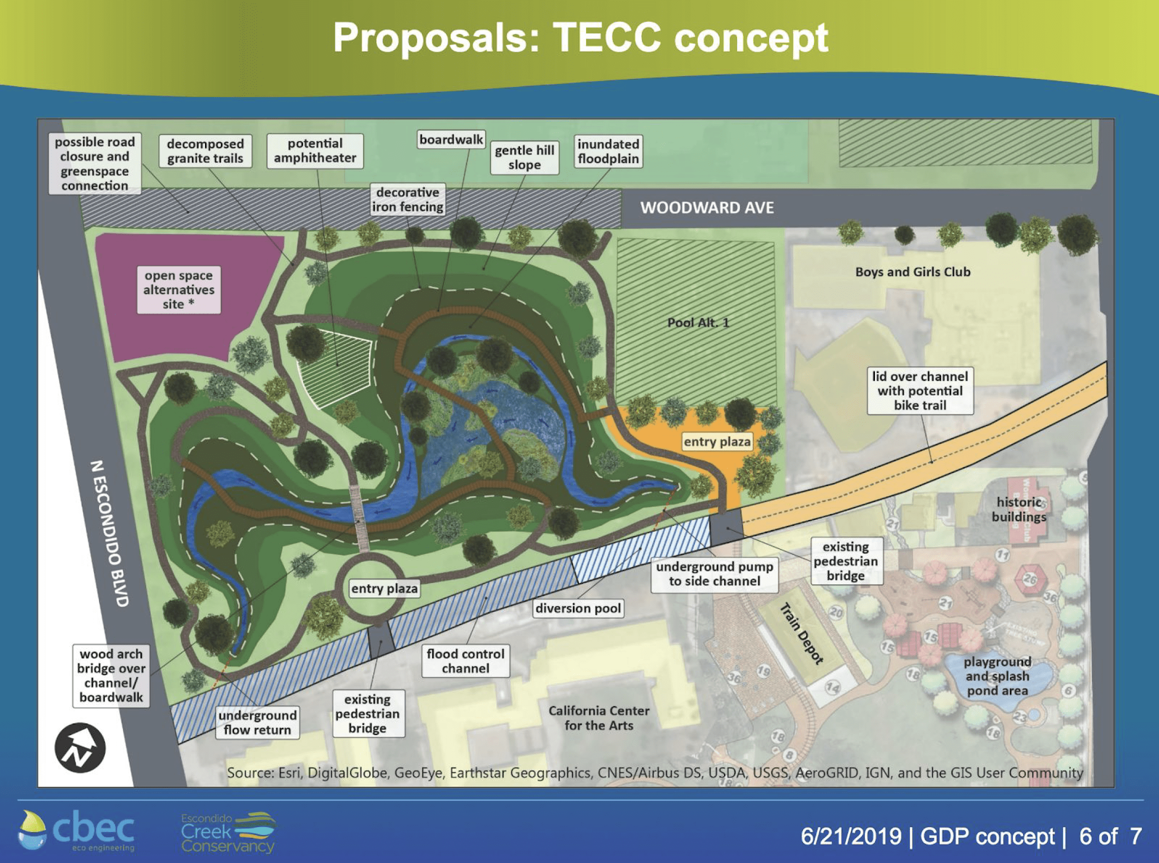 A technical drawing of a proposed park design.
