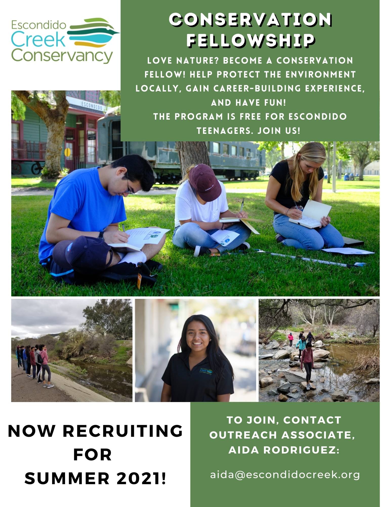 Conservation Fellowship informational flyer for Escondido Creek Conservancy