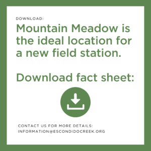 Web call out to download a pdf about the Mountain Meadow Preserve field station for scientific research.